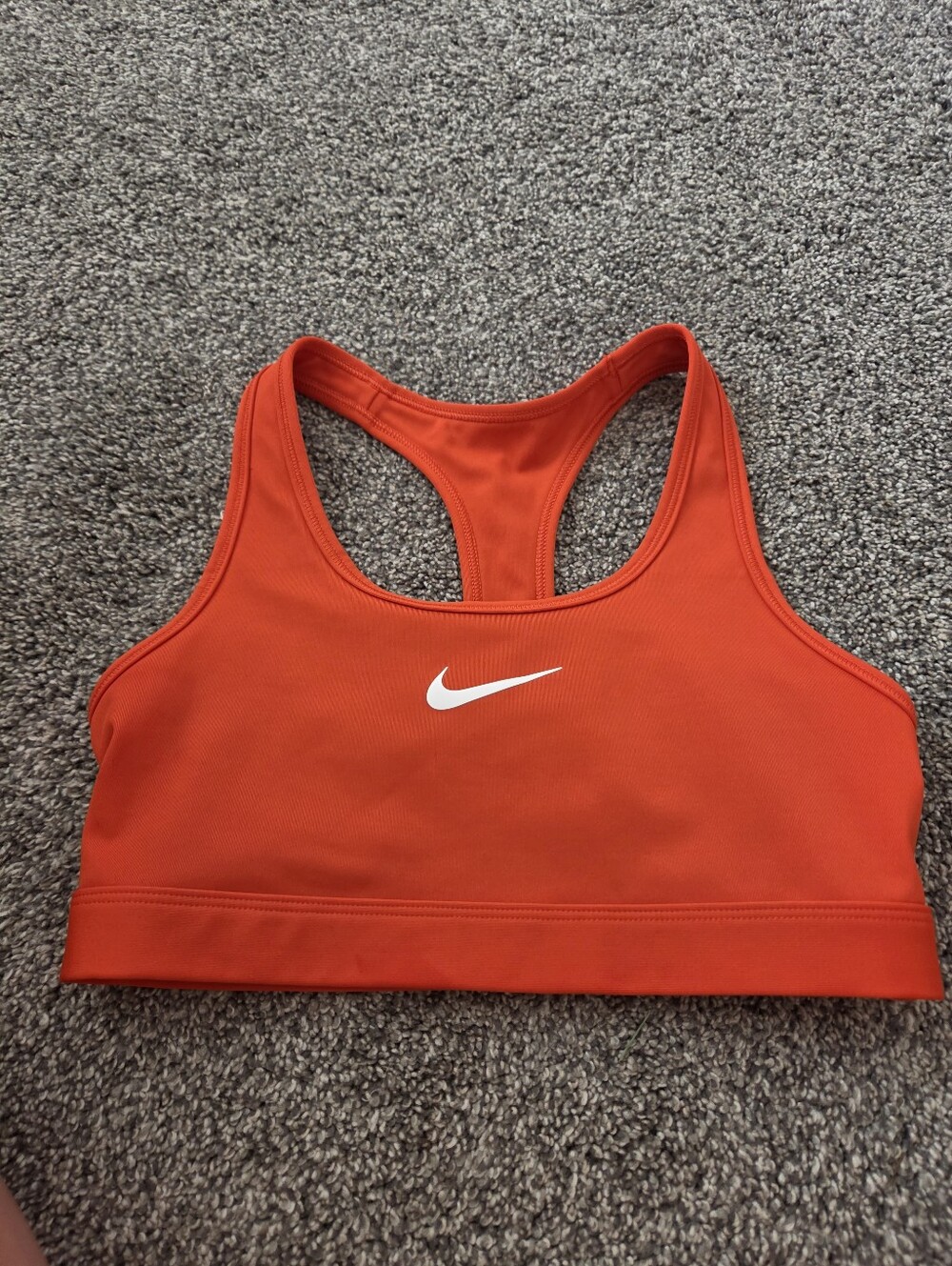 Nike Orange Racerback Sports Bra with White Swoosh
